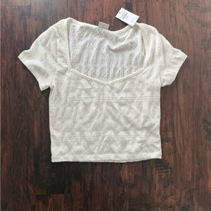 NWT Abercrombie & Fitch Textured Cream Baby Tee size Small